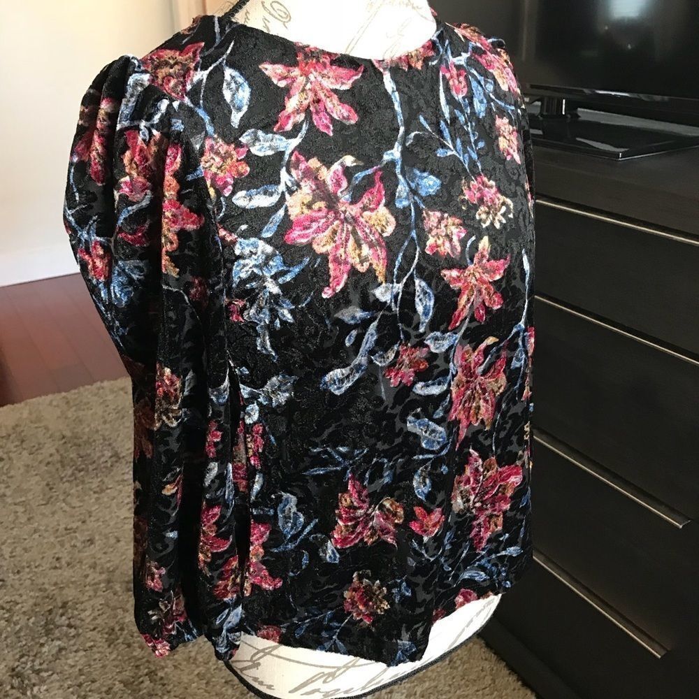 Beautiful Floral Velvet open back blouse